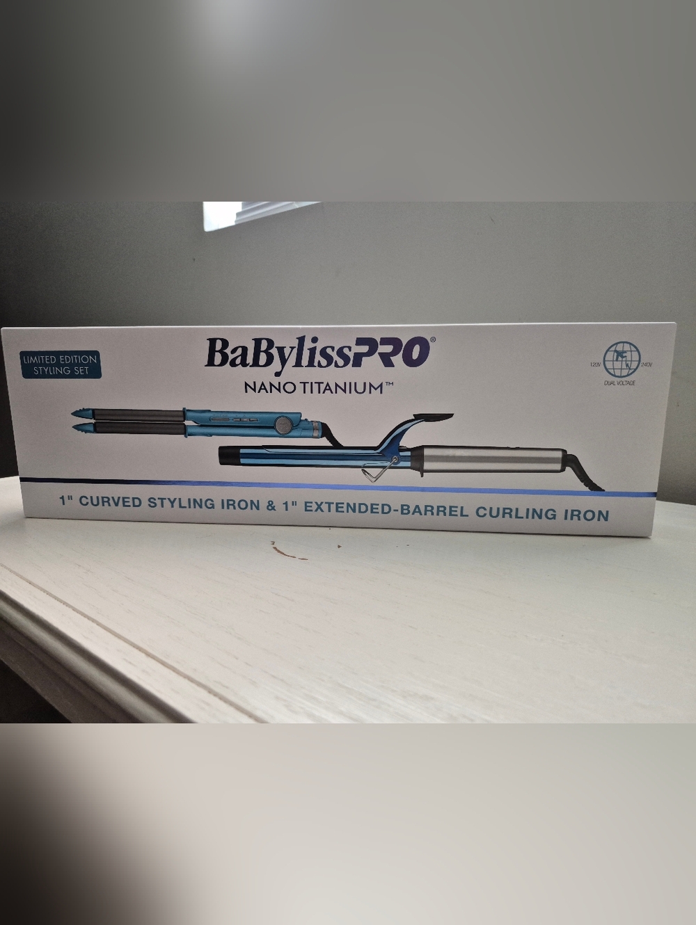 BaBylissPRO Nano Titanium Styling Iron & 1" Extended-Barrel Curling Iron - Blue